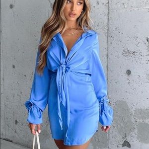 White fox boutique split second mini dress blue